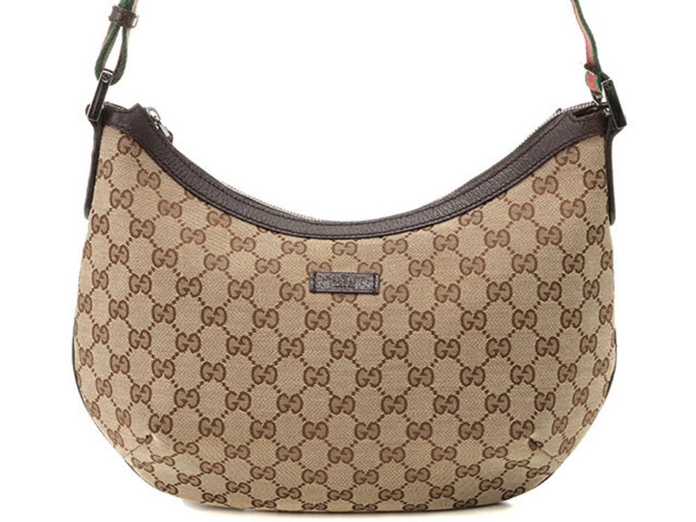 Gucci GG Canvas Sherry Hobo Bag Leather Beige Cream